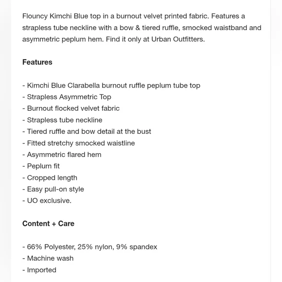 UO Kimchi Blue Clarabella Burnout Velvet Ruffle Peplum Tube Top in Green - Picture 5 of 5